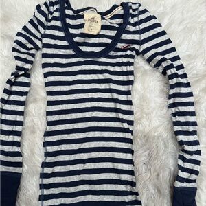 Hollister Blue and White Striped Tee